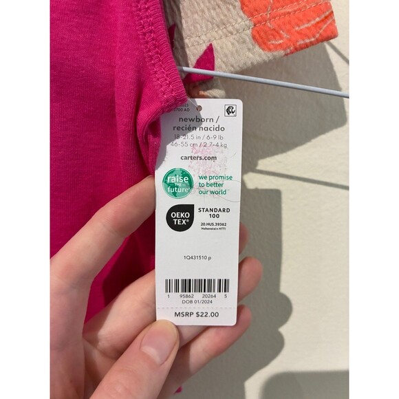 NWT Carter's Pink Aloha Outfit - Newborn (NB) - Picture 3 of 4